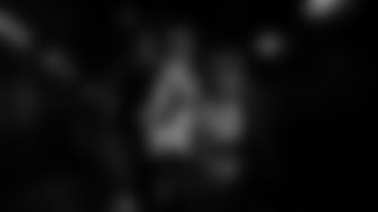 Atlanta Falcons linebacker Foye Oluokun #54 walks out for warm ups before the game against the New Orleans Saints at Mercedes-Benz Stadium in Atlanta, Georgia on Sunday, January 9, 2022. (Photo by Brandon Magnus/Atlanta Falcons)