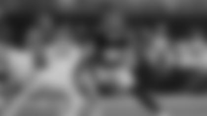 Atlanta Falcons wide receiver Drake London #5 carries the ball during the Week 6 Game against the Washington Commanders at Mercedes-Benz Stadium in Atlanta, Georgia on Sunday, October 15, 2023. (Photo by Brandon Magnus/Atlanta Falcons)