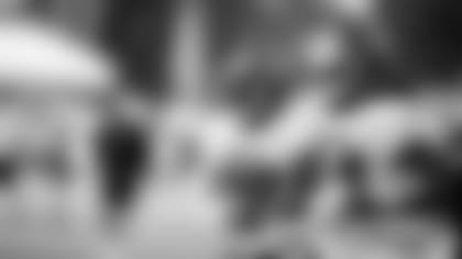 Atlanta Falcons running back Mike Davis #28 runs with running back Cordarrelle Patterson #84 during joint practice with the Miami Dolphins on Wednesday August 18, 2021. (Photo by Kara Durrette/Atlanta Falcons)