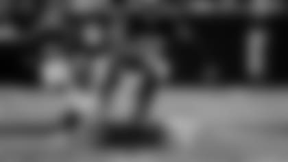 Atlanta Falcons safety Jaylinn Hawkins #32 celebrates after making a sack during the Falcon’s pre-season game against the Tennessee Titans at Mercedes-Benz Stadium in Atlanta, Georgia on Friday, August 13, 2021. (Photo by Brandon Magnus/Atlanta Falcons)