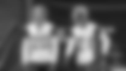 Jacksonville Jaguars cornerback Jalen Ramsey (20) and cornerback A.J. Bouye work out during organized team activities, Friday, June. 2, 2017 in Jacksonville, Fla. (Logan Bowles via AP Images)