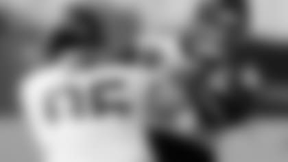 Jacksonville Jaguars defensive linemen Abry Jones, left, and Taven Bryan perform a drill during an NFL football workout, Wednesday, Aug. 12, 2020, in Jacksonville, Fla. (AP Photo/John Raoux)