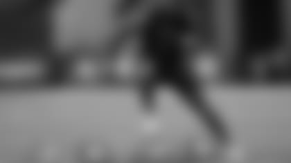 Miami linebacker Shaquille Quarterman runs a drill at the NFL football scouting combine in Indianapolis, Saturday, Feb. 29, 2020. (AP Photo/Charlie Neibergall)