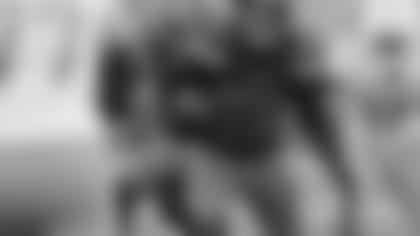 Cleveland Browns middle linebacker Joe Schobert (53) returns an interception during the second half of an NFL football game against the Miami Dolphins, Sunday, Nov. 24, 2019, in Cleveland. (AP Photo/Ron Schwane)