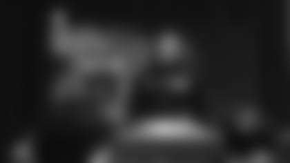 St. John's offensive lineman Ben Bartch speaks to the media during a press conference at the NFL football scouting combine, Wednesday, Feb. 26, 2020, in Indianapolis. (Aaron M. Sprecher via AP)