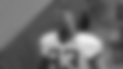 Jacksonville Jaguars defensive end Calais Campbell arrives on the field during an NFL football practice at the teams training facility, Friday, July 26, 2019, in Jacksonville, Fla. (AP Photo/John Raoux)