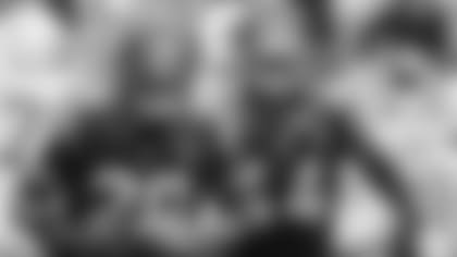 Jacksonville Jaguars cornerback Jalen Ramsey (20) and outside linebacker Myles Jack (44) celebrates after intercepting a pass against the Indianapolis Colts during the first half of an NFL football game, Sunday, Dec. 3, 2017, in Jacksonville, Fla.(AP Photo/Stephen B. Morton)