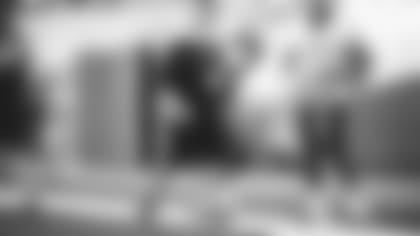 Panthers offensive line coach Pat Meyer at the Senior Bowl.