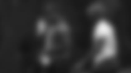 Xavier Rhodes and Teddy Bridgewater during a Vikings practice.