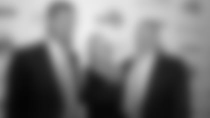 Boston Celtics Head Coach Brad Stevens, Linda Holliday and Coach Bill Belichick.Photo by Russ Mezikofsky