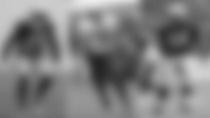 Patriots cornerback J.C. Jackson (27), tight end Jonnu Smith (81) and linebacker Dont'a Hightower (54).