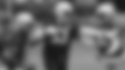 Patriots linebackers Josh Uche (55), Kyle Van Noy (53) and Brandon King (36).