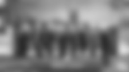 From left to right: Leah Gibson, Town of Foxborough Board of Selectmen Chair; John Claughton, Gillette Vice President of Brand North America Grooming; John Fish, Suffolk Construction Chief Executive Officer; Robert Kraft, Chairman and CEO of the Kraft Group; Jonathan Kraft, President of the Kraft Group; Diane Albano, Globalization Partners Chief Revenue Officer; Dan Kraft, President-International of the Kraft Group; Lyle Miller, Populous Senior Architect.