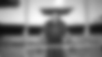 Oakland Raiders alumnus and radio broadcaster Lincoln Kennedy before the Oakland Raiders regular season game against the Denver Broncos at Oakland-Alameda County Coliseum, Monday, September 9, 2019, in Oakland, Calif. The Oakland Raiders won 24-16.