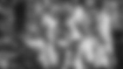 Los Angeles Rams wide receiver Van Jefferson and quarterback Bryce Perkins celebrate after Perkins' first career touchdown against Kansas City Chiefs