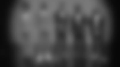 CB Marlon Humphrey poses on set of Family Feud.