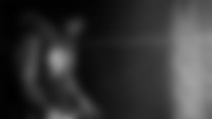 DE Calais Campbell walks in M&T Bank Stadium to face the Los Angeles Rams on Sunday, January 2, 2022.