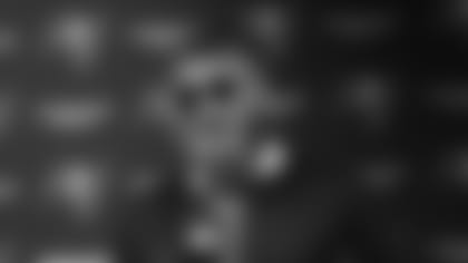 Tampa Bay Buccaneers quarterback Ryan Fitzpatrick (14) talks during a post game news conference following an NFL football game against the Philadelphia Eagles, Sunday, Sept. 16, 2018, in Tampa, Fla. The Buccaneers defeated the Eagles 27- 21. (AP Photo/Mark LoMoglio)