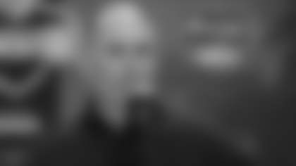 General Manager Eric Decosta at the podium for the 2020 NFL Combine