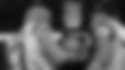 Los Angeles Rams offensive tackle Andrew Whitworth (77) hugs general manager Les Snead following Super Bowl LVI against the Cincinnati Bengals on Sunday, February 13, 2022 in Inglewood, California. The Los Angeles Rams won 23-20.