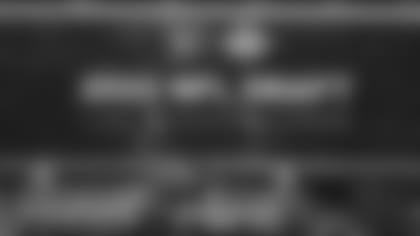 A detail of a video board with 2022 NFL Draft signage during an NFL football game between the Miami Dolphins and the Las Vegas Raiders, Sunday, Sept. 26, 2021, in Las Vegas. Las Vegas won 31-28 in overtime. (Aaron M. Sprecher via AP)