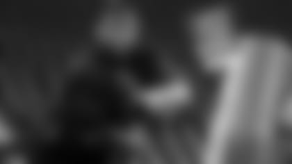 TCU defensive lineman Ross Blacklock runs a drill at the NFL football scouting combine.