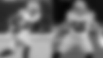 Left: Cowboys RB Ezekiel Elliott; Left: Cowboys OLB Leighton Vander Esch