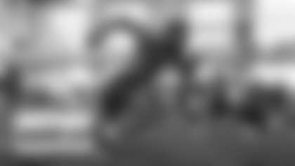 Jeremiah Owusu-Koramoah participates in Notre Dame's Pro Day workout on Wednesday, March 31, 2021, in South Bend, Ind. (AP Photo/Robert Franklin)