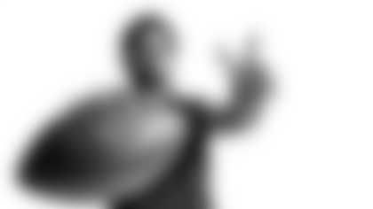 Ohio State wide receiver Chris Olave poses for a portrait during the NFL Football Scouting Combine, Thursday, March 3, 2022 in Indianapolis. (Todd Rosenberg via AP)