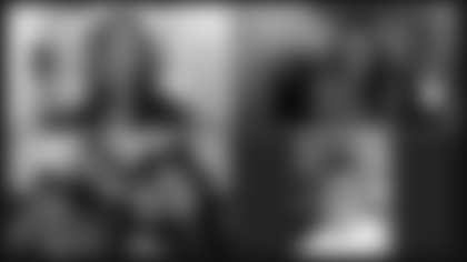 The Carwile family (bottom left) poses for a photo with Ryan Kerrigan, GiNienne Samuels (top left) and Casey Baynes (top right).