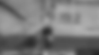 Louisiana State University cornerback Derek Stingley catches a pass during LSU Pro Day in Baton Rouge on April 6, 2022.