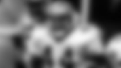 New Orleans Saints safety Dave Waymer (44) celebrates after his 42-yard interception return during a 40-21 victory over the Los Angeles Rams on October 22, 1989, at Anaheim Stadium in Anaheim, California.