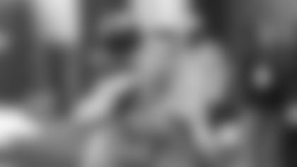 St. Thomas tight end Nick Guggemos makes a catch during Minnesota NFL football Pro Day Thursday, April 1, 2021, in Minneapolis. (AP Photo/Andy Clayton- King)