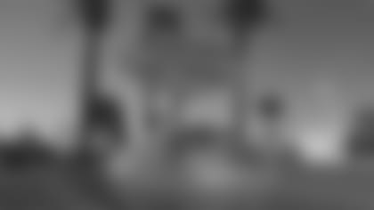 A Wilson 2020 NFL "The Duke" official football at the Welcome to Fabulous Las Vegas sign, Thursday, June 4, 2020, in Las Vegas. (Kirby Lee via AP)