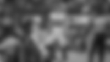 Las Vegas Raiders linebacker Tanner Muse (55) celebrates during a NFL preseason football game against the Los Angeles Rams, Saturday, Aug. 21, 2021 in Inglewood, Calif. The Raiders defeated the Rams 17-16. (John McGillen/NFL)