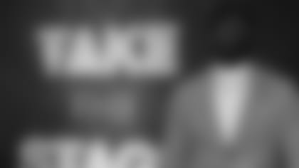 Mississippi State offensive lineman Charles Cross during the 2022 NFL Draft on Thursday, April 28, 2022 in Las Vegas. (Ben Liebenberg/NFL)