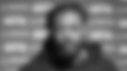 Seattle Seahawks defensive end Jadeveon Clowney speaks at a news conference after an NFL football game against the San Francisco 49ers in Santa Clara, Calif., Monday, Nov. 11, 2019. (AP Photo/Tony Avelar)