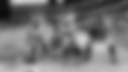 Seahawks defensive teammates Tre Flowers, Bradley McDougald, Jarran Reed and Branden Jackson celebrate with Quandre Diggs after his first interception with the team.