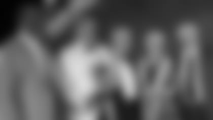 From Left: Joe Greene, Dan Pastorini, Bill Worrell (emcee), Debbie Phillips, Wade Phillips