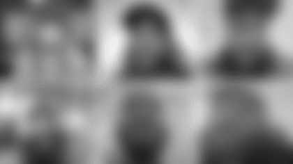 New players like A.J. Epenesa (top left), Zack Moss (top middle), Qunton Jefferson (top right), Mario Addison (bottom left), Gabe Davis (bottom middle) and Tyler Matakevich (bottom right) are relying on technology to build bonds with their new teammates.