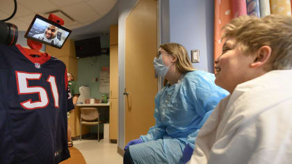 Kamu Grugier-Hill virtually visited Texas Children's Hospital in honor of  Kids Day on Sunday.