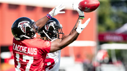 Atlanta Falcons defensive back Jayson Stanley covers a