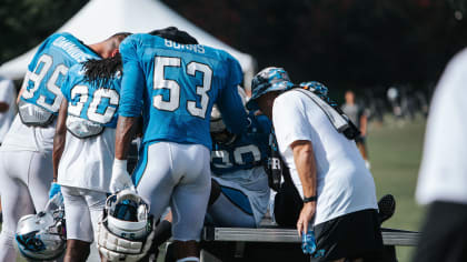 Panthers DE Marquis Haynes leaves practice on cart