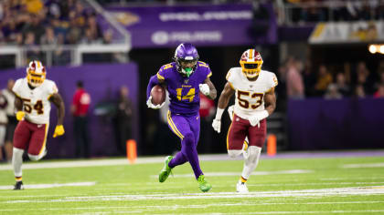 Fox sideline reporter Erin Andrews interviews Minnesota Vikings running  back Dalvin Cook, left, after an NFL football game against the Washington  Redskins, Thursday, Oct. 24, 2019, in Minneapolis. The Vikings won 19-9. (