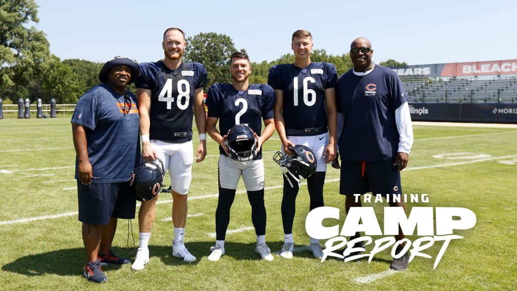 Cairo Santos of the Chicago Bears celebrates with Trenton Gill