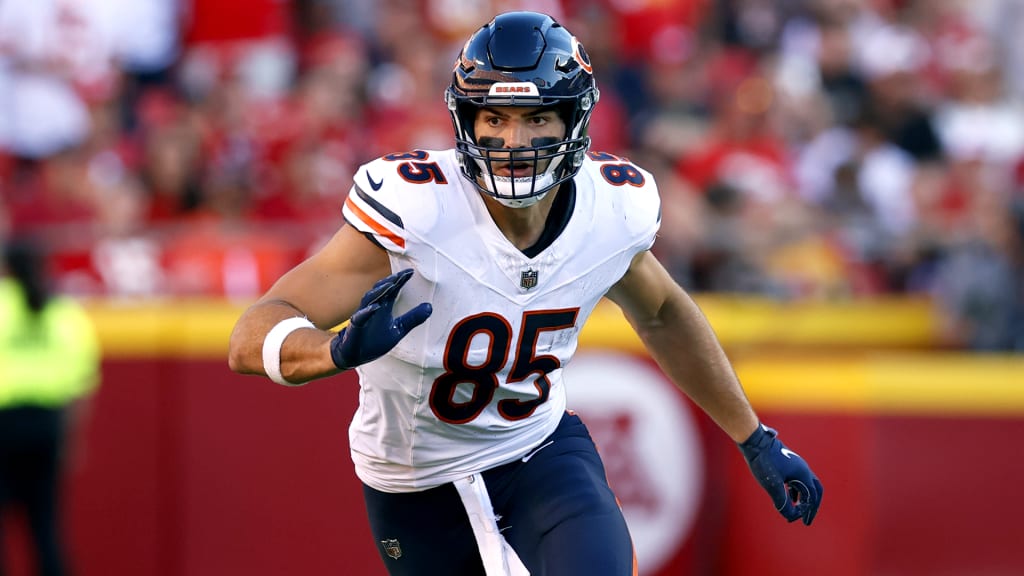 A Chicago Bears fan holds up a sign for former Chicago Bears tight