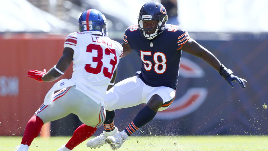 Chicago Bears inside linebacker Roquan Smith (58) warms up before an NFL  football game against the Los Angeles Rams Sunday, Sept. 12, 2021, in  Inglewood, Calif. (AP Photo/Kyusung Gong Stock Photo - Alamy