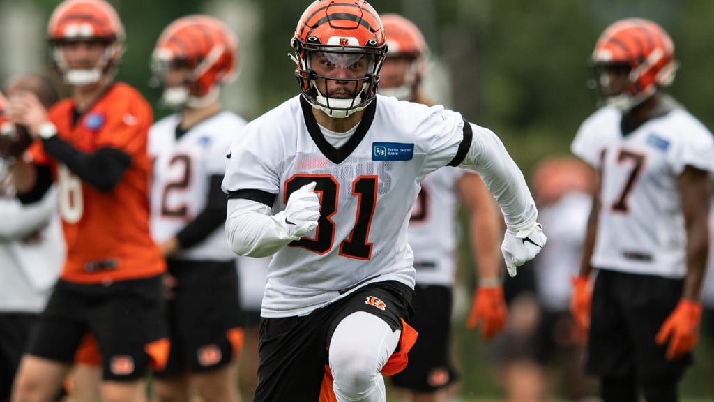 Cincinnati Bengals tight end Thaddeus Moss (81) reacts after his touchdown  is waived off as incomplete during a preseason NFL football game against  the Los Angeles Rams Saturday, Aug. 27, 2022, in