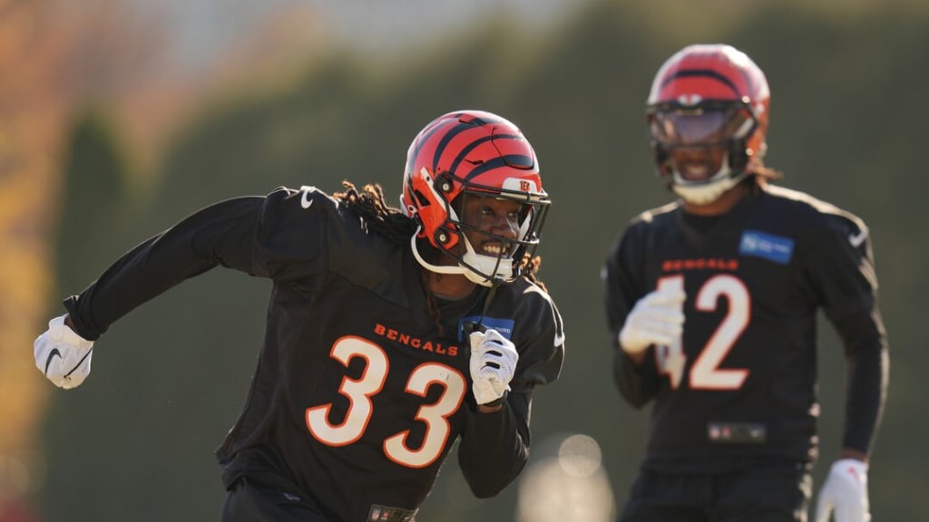 Cincinnati Bengals cornerback Tre Flowers (33) celebrates after a tackle  during the first half of an NFL football game against the Kansas City  Chiefs, Sunday, Jan. 2, 2022, in Cincinnati. The Bengals