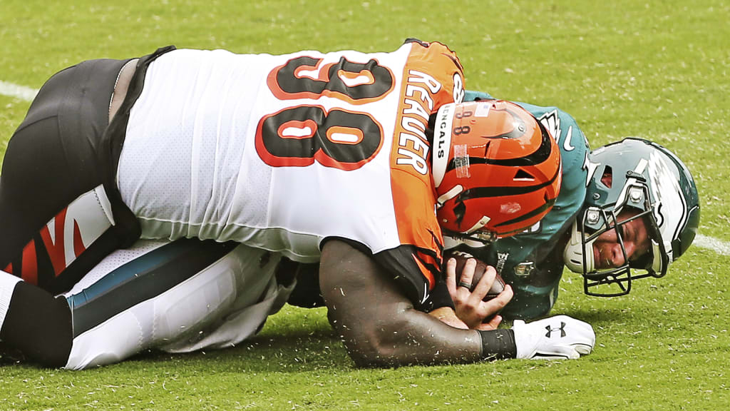 Cincinnati Bengals linebacker Logan Wilson (55) runs for the play during an  NFL wild-card football game against the Baltimore Ravens on Sunday, Jan.  15, 2023, in Cincinnati. (AP Photo/Emilee Chinn Stock Photo 